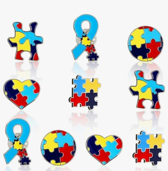 ✨️🧩 5 Pieces Autism Awareness Pin /brooches  multicolor Puzzle ✨️🧩 - Picture 1 of 4